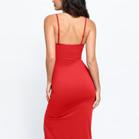 Shapewear Slimming Midi Dress and Sheer Mesh Overlay Set