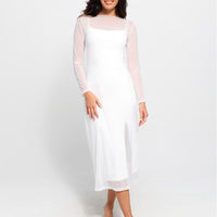 Shapewear Slimming Midi Dress and Sheer Mesh Overlay Set