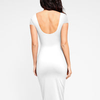Shapewear Short Sleeve Low-Back Bodycon Midi Dress