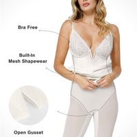 Shapewear Built-In Sculpting Lace Trim Midi Slip Dress