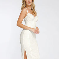 Shapewear All-Lace Hourglass Corset Side Slit Midi Dress