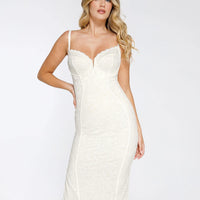 Shapewear All-Lace Hourglass Corset Side Slit Midi Dress