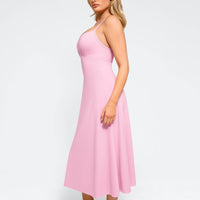 Shapewear Built-In Tummy Control A-Line Midi Dresses