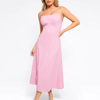 Shapewear Built-In Tummy Control A-Line Midi Dresses