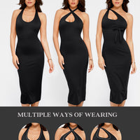 Shapewear Convertible Backless Halter Sculpting Midi Dress