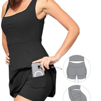 Shapewear Pet Hair Resistant Square Neck Workout Dress