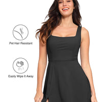 Shapewear Pet Hair Resistant Square Neck Workout Dress
