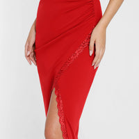 Shapewear Slimming Lace Trim Midi Wrap Skirt