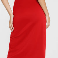 Shapewear Slimming Lace Trim Midi Wrap Skirt