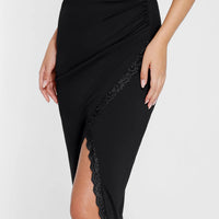Shapewear Slimming Lace Trim Midi Wrap Skirt