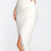 Shapewear Slimming Lace Trim Midi Wrap Skirt