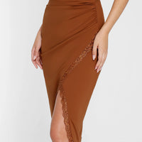 Shapewear Slimming Lace Trim Midi Wrap Skirt