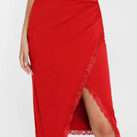 Shapewear Slimming Lace Trim Midi Wrap Skirt