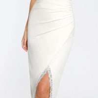Shapewear Slimming Lace Trim Midi Wrap Skirt