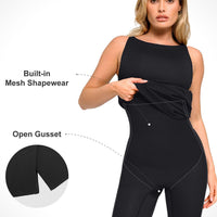 Shapewear Sleeveless Ruched Tummy Control Midi Work Dress