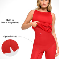 Shapewear Sleeveless Ruched Tummy Control Midi Work Dress