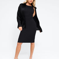 Shapewear Sleeveless Ruched Tummy Control Midi Work Dress