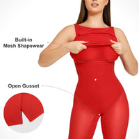 Shapewear Sleeveless Boatneck Sculpting Midi Work Dress