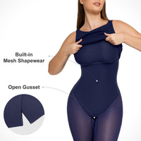 Shapewear Sleeveless Boatneck Sculpting Midi Work Dress