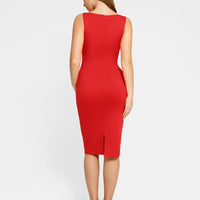 Shapewear Sleeveless Boatneck Sculpting Midi Work Dress