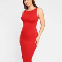 Shapewear Sleeveless Boatneck Sculpting Midi Work Dress