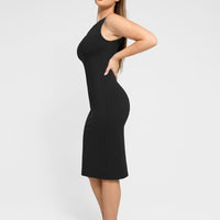 Shapewear Sleeveless Boatneck Sculpting Midi Work Dress