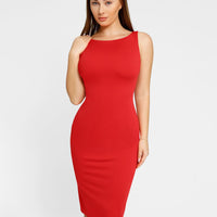 Shapewear Sleeveless Boatneck Sculpting Midi Work Dress