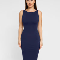 Shapewear Sleeveless Boatneck Sculpting Midi Work Dress