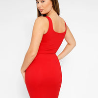 Shapewear Sleeveless Square Neck Sculpting Midi Work Dress