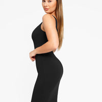Shapewear Sleeveless Square Neck Sculpting Midi Work Dress