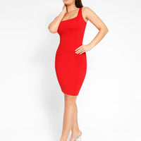 Shapewear Sleeveless Square Neck Sculpting Midi Work Dress