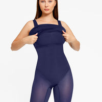Shapewear Sleeveless Square Neck Sculpting Midi Work Dress