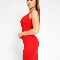 Shapewear Sleeveless Square Neck Sculpting Midi Work Dress