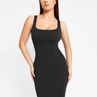 Shapewear Sleeveless Square Neck Sculpting Midi Work Dress