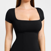Shapewear Square Neck Slimming Midi Work Dress