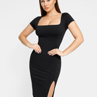 Shapewear Square Neck Slimming Midi Work Dress